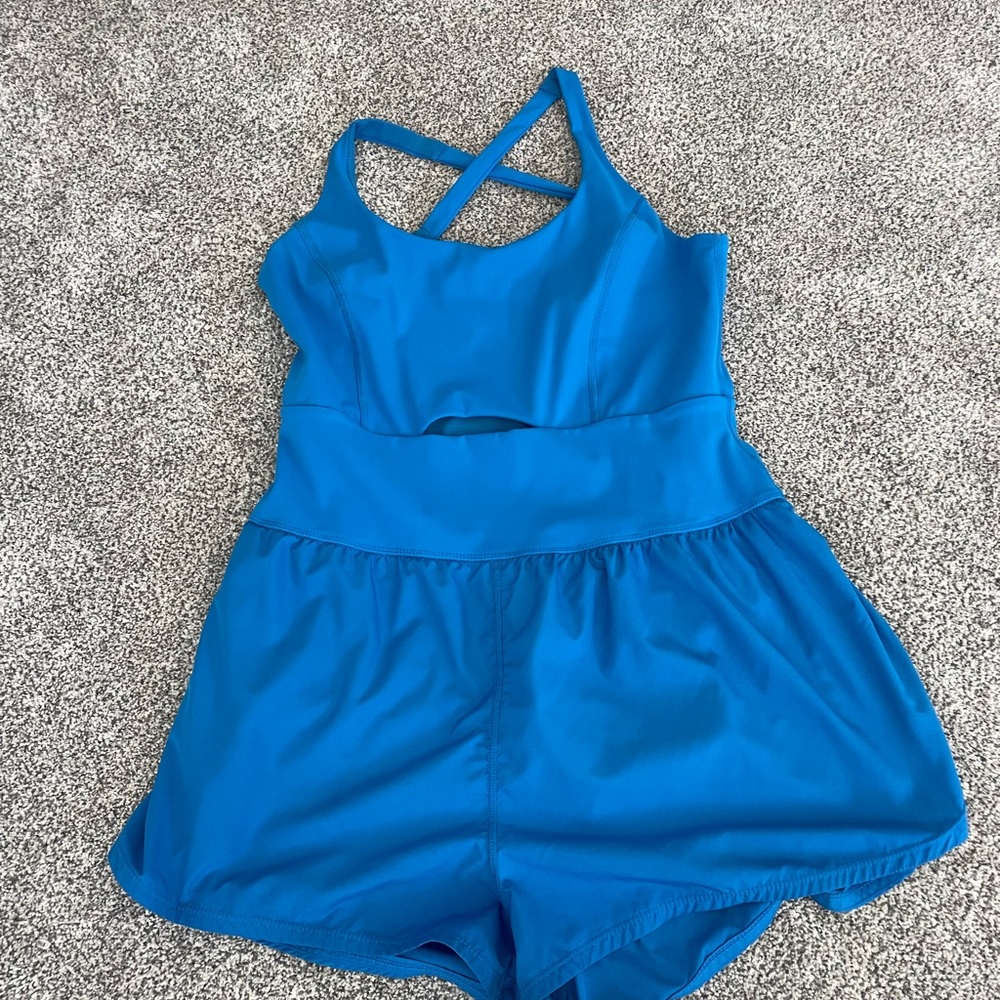 Free People Righteous Runsie large color blueprint like new